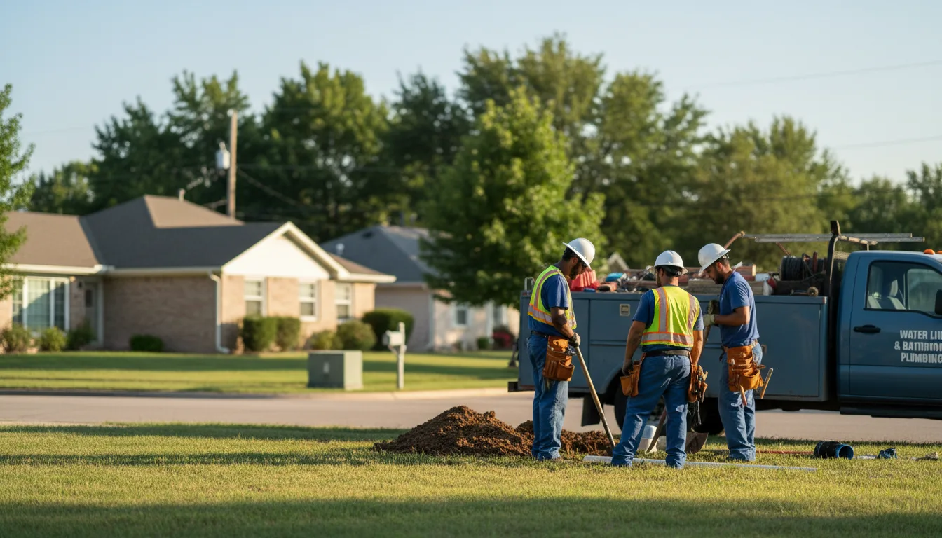Residential water line and bathroom plumbing service in Hunter, OK